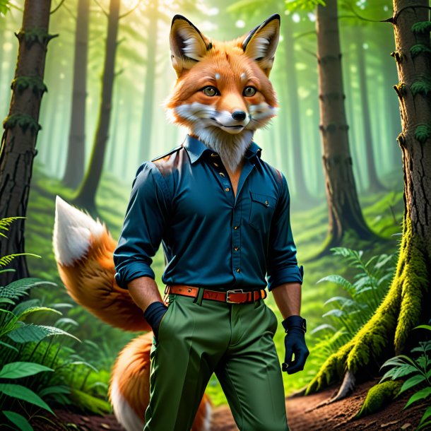 Picture of a fox in a trousers in the forest