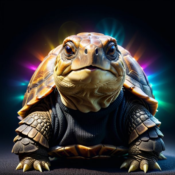 Picture of a tortoise in a black sweater