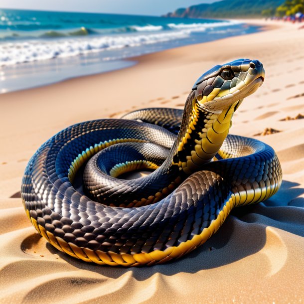 Imagem de um descanso de uma cobra na praia