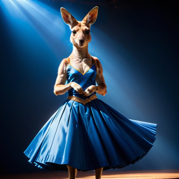 Image of a kangaroo in a blue skirt