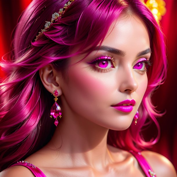"portrait of a hot pink lady's-eardrop, fuchsia"