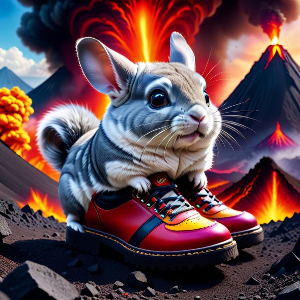 Picture of a chinchillas in a shoes in the volcano