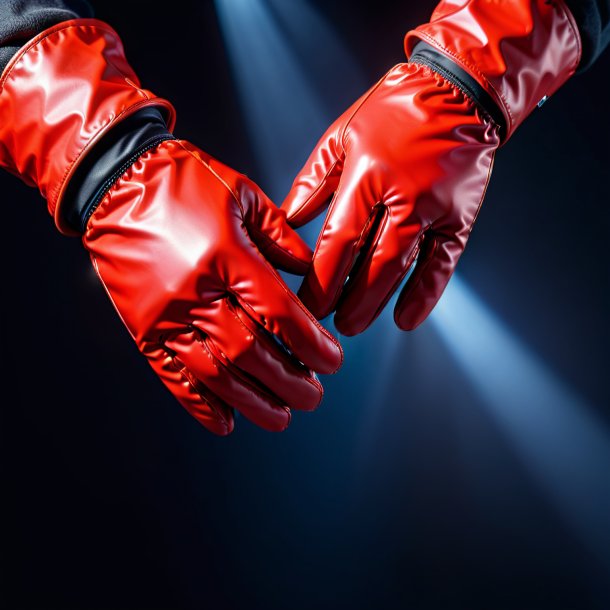 Pic of a red gloves from polyethylene