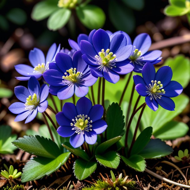 Photo of a navy blue hepatica