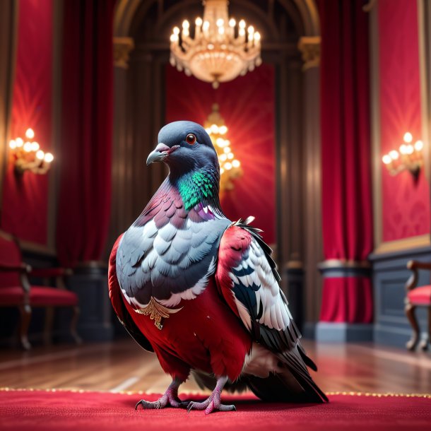 Photo d'un pigeon dans une robe rouge