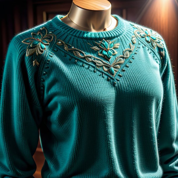 Drawing of a teal sweater from metal