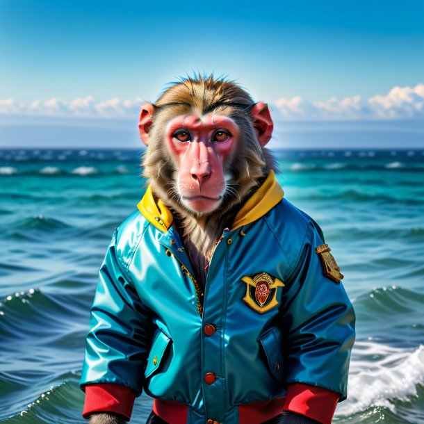 Pic of a baboon in a jacket in the sea