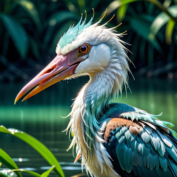 Pic of a aquamarine crying stork