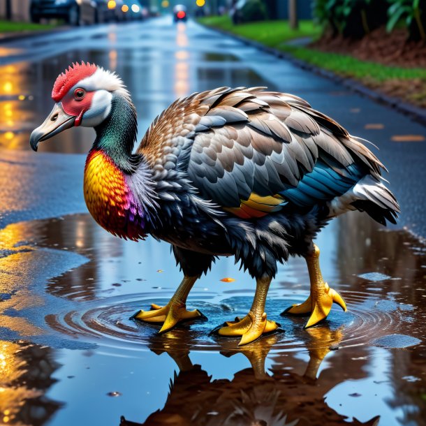 Foto de un dodo en un zapato en el charco