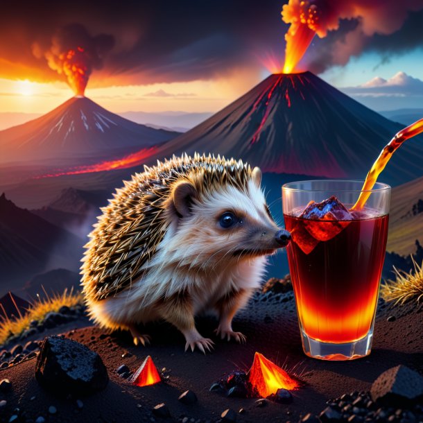 Picture of a drinking of a hedgehog in the volcano