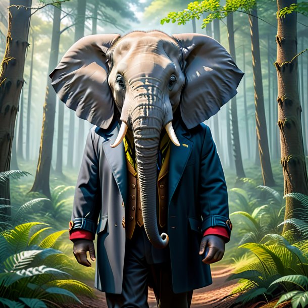 Image of a elephant in a coat in the forest