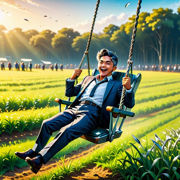 Picture of a swinging on a swing of a sardines on the field