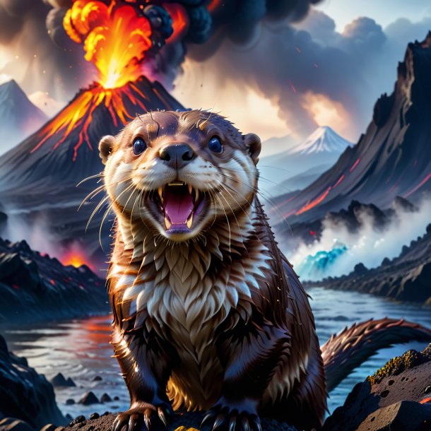 Photo of a threatening of a otter in the volcano