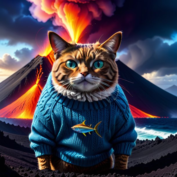 Pic of a tuna in a sweater in the volcano