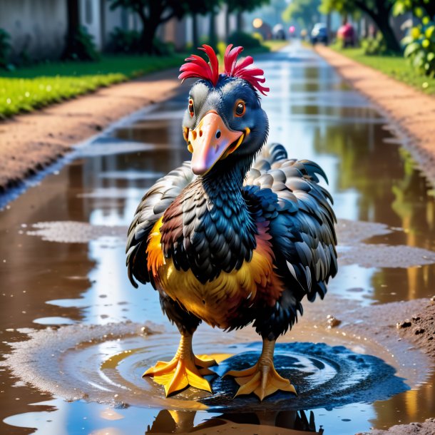 Retrato de um sorriso de um dodô na poça