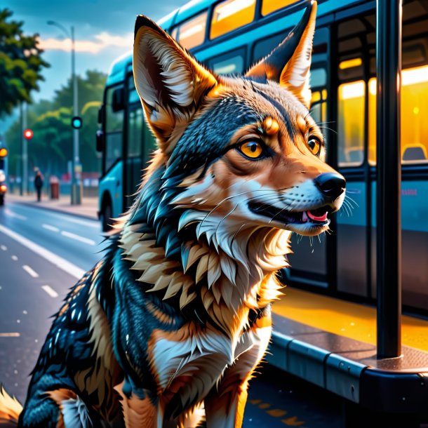 Pic of a crying of a jackal on the bus stop