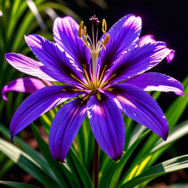 Uma foto de um anthericum roxo