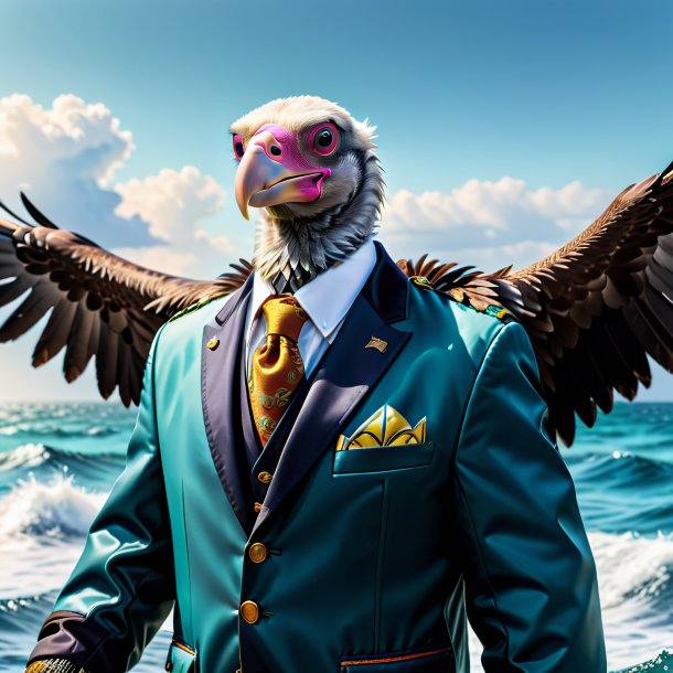 Image of a vulture in a jacket in the sea