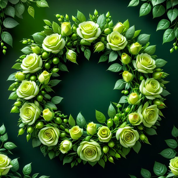 Picture of a pea green wreath of roses