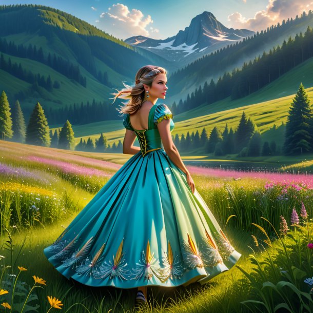 Image of a pike in a dress in the meadow