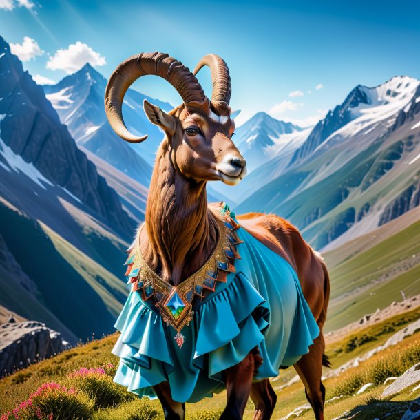 Image of a ibex in a dress in the mountains