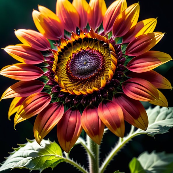 Figure of a crimson sunflower