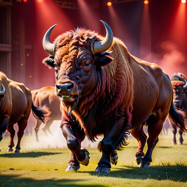 Pic of a red dancing bison