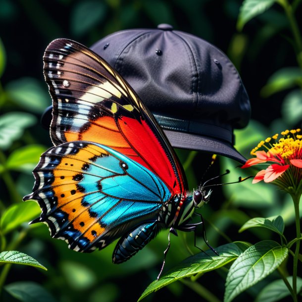 Photo of a butterfly in a black cap