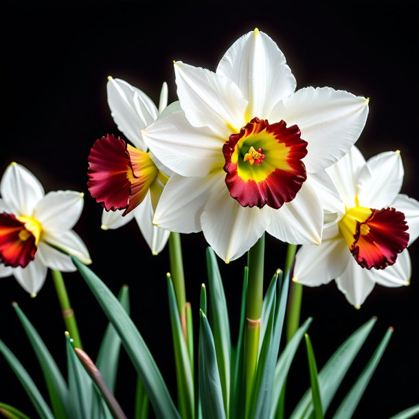 "image of a maroon narcissus, white"