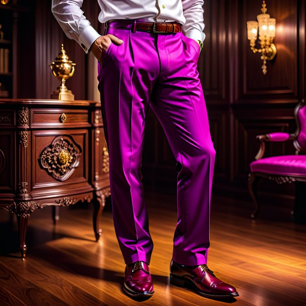 Picture of a magenta trousers from wood