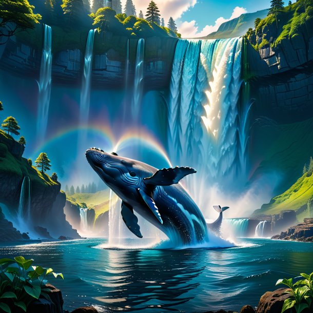 Photo of a playing of a whale in the waterfall