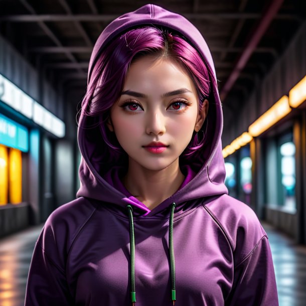 Portrait of a plum hoodie from concrete