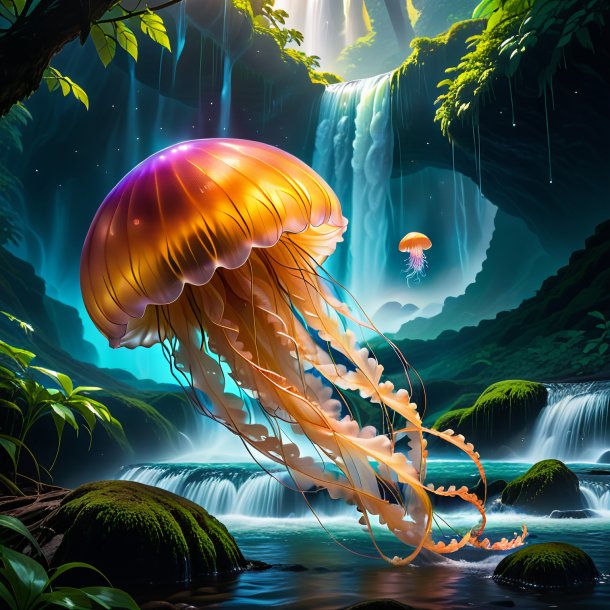 Picture of a sleeping of a jellyfish in the waterfall