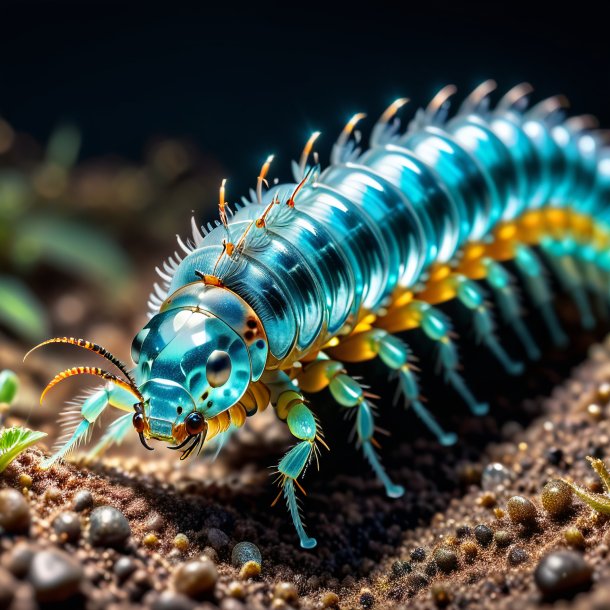 Image of a aquamarine waiting centipede