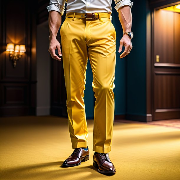 Fotografía de un pantalón amarillo de papel