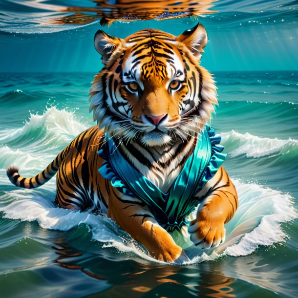 Pic d'un tigre dans une robe dans la mer