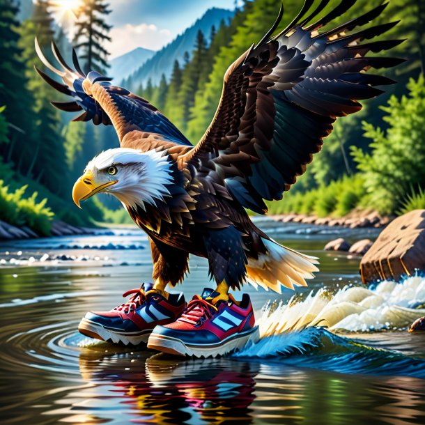 Image of a eagle in a shoes in the river