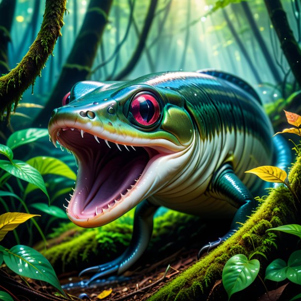 Pic of a crying of a eel in the forest