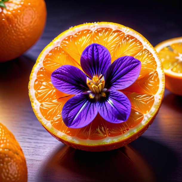 "drawing of a orange violet, sweet"