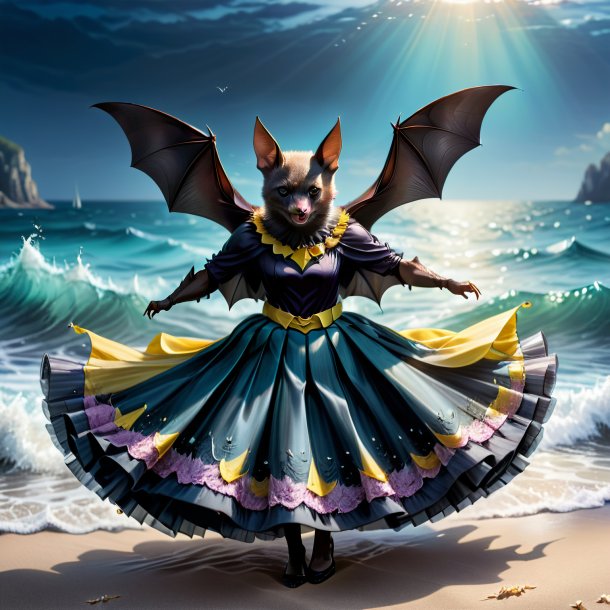 Drawing of a bat in a skirt in the sea