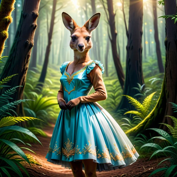 Pic of a kangaroo in a dress in the forest