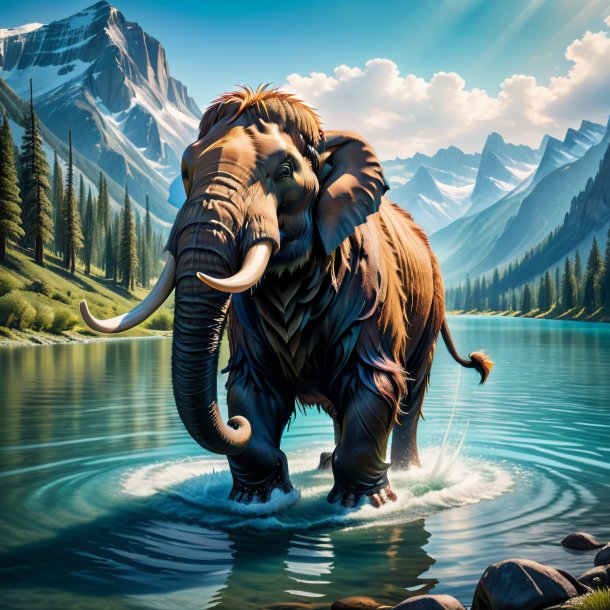 Image of a mammoth in a trousers in the water