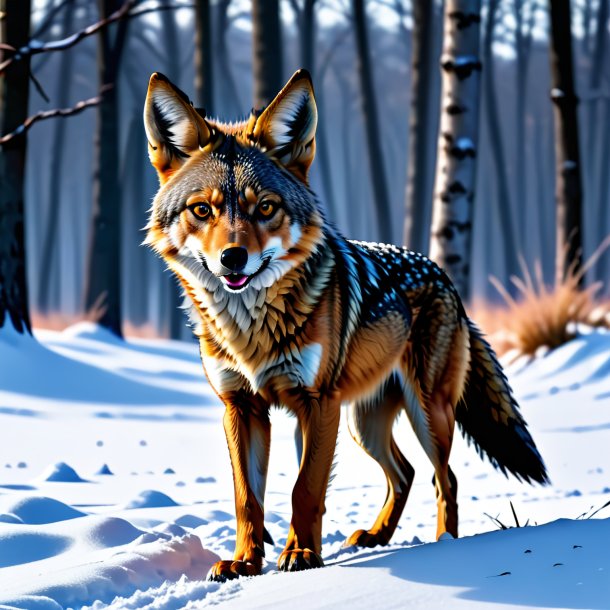 Pic of a threatening of a jackal in the snow