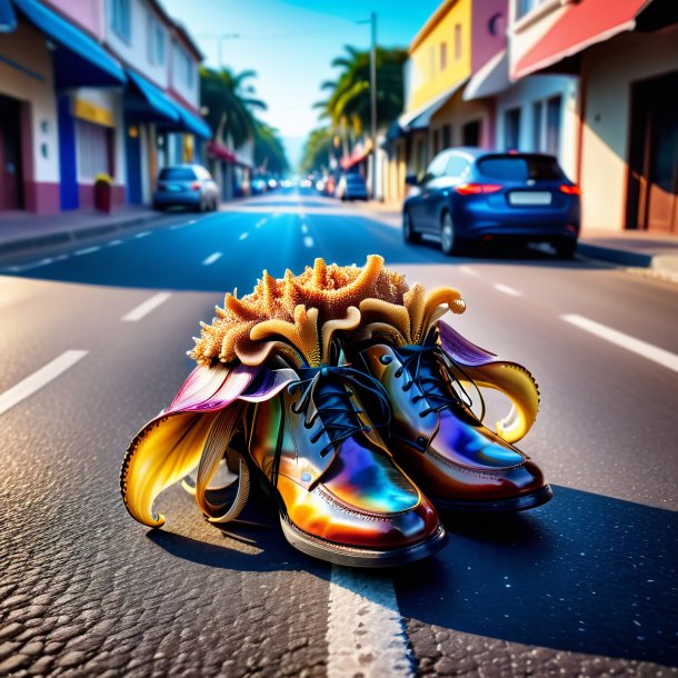 Image of a cuttlefish in a shoes on the road