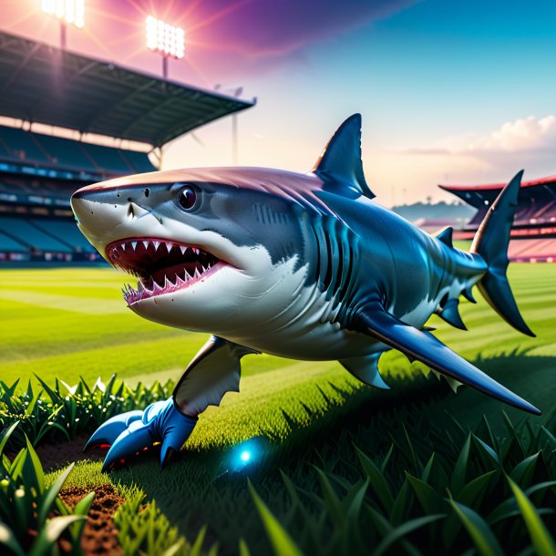 Picture of a shark in a gloves on the field