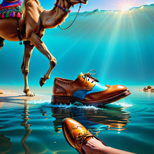 Drawing of a camel in a shoes in the water