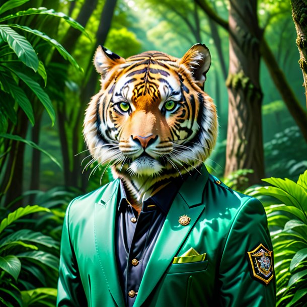 Pic of a tiger in a green jacket