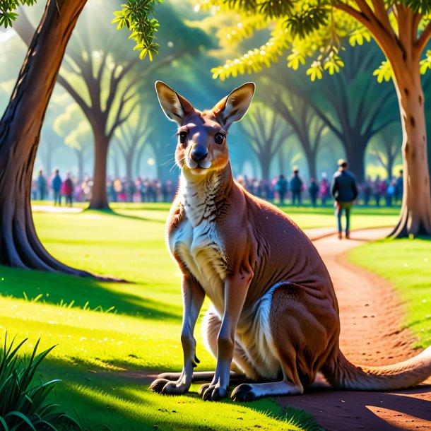 Picture of a waiting of a kangaroo in the park