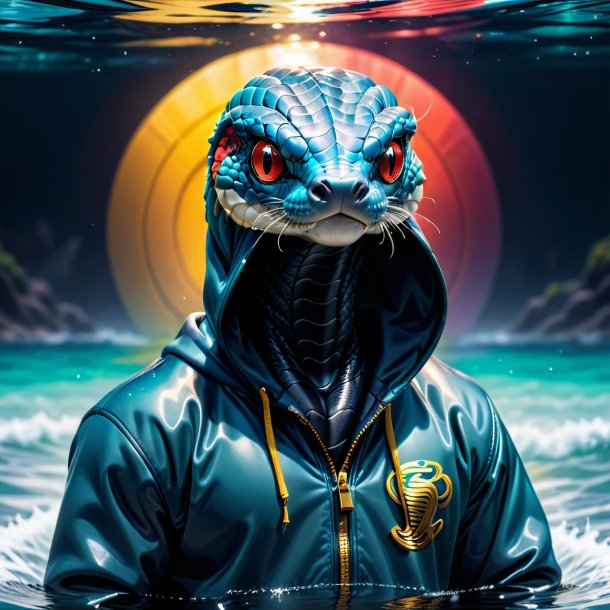 Picture of a cobra in a hoodie in the water