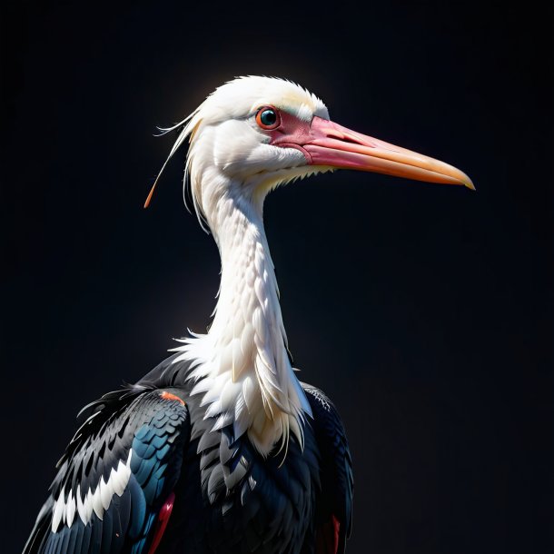 Image d'une cigogne dans un pull noir